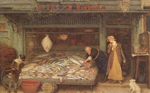 Frederick Walker,ARA,RWS A Fishmonger's shop (mk46) Germany oil painting art